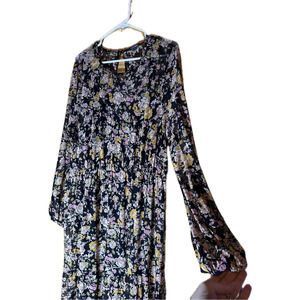 Wild Fable Long Sleeve Floral Sheer Mesh Midi Dress Sz XXL